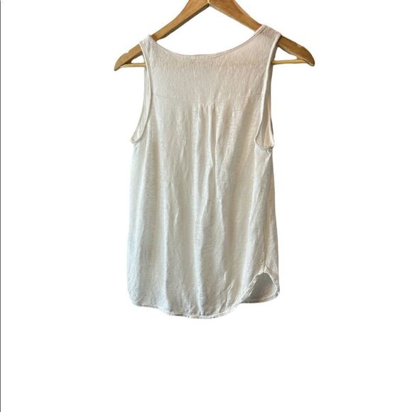 MAX STUDIO 100% Linen White Lightweight Scoop Neck Front Pocket Casual Tank S - Picture 3 of 8